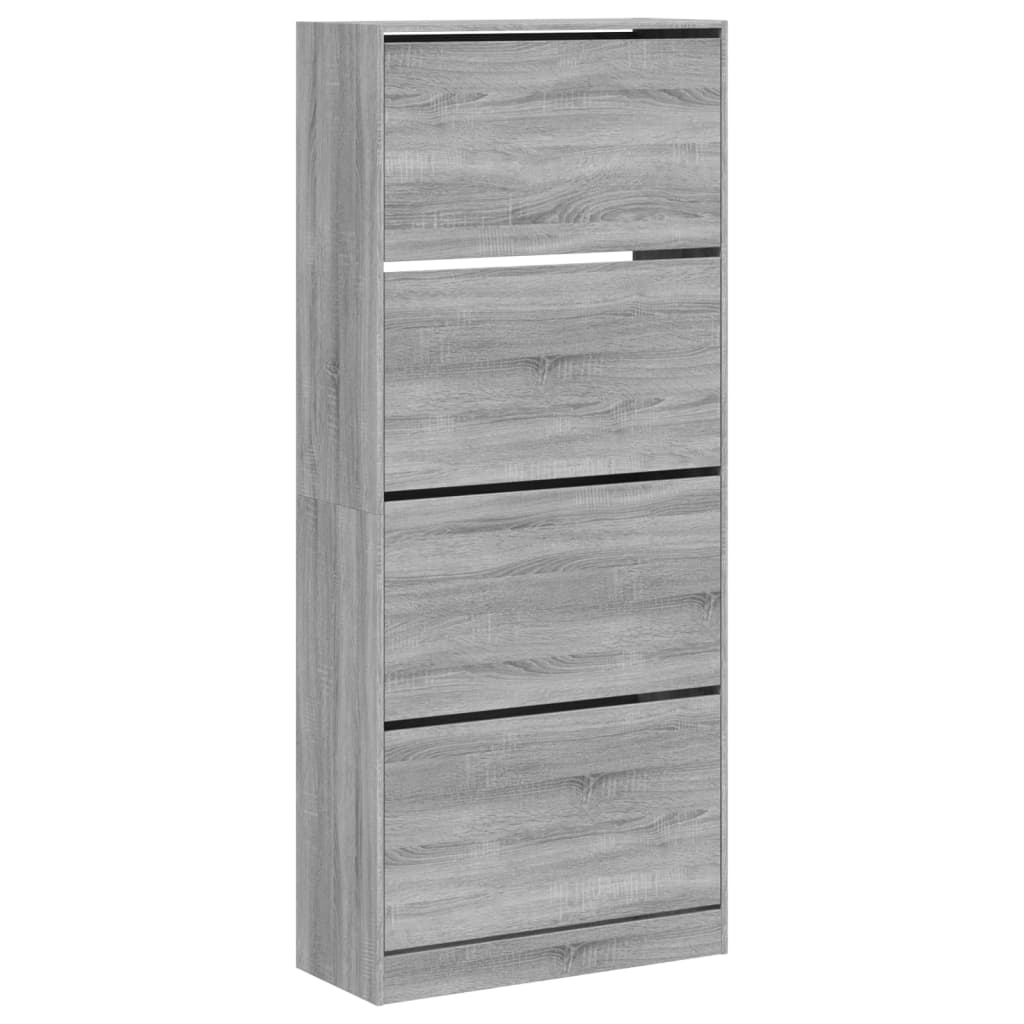 Scarpiera 4 Cassetti Ribaltabili Grigio Sonoma 80x34x187,5 cm 3214383