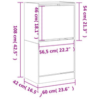 Scarpiera con 2 Cassetti Ribaltabili Bianca 60x42x108 cm 3214385