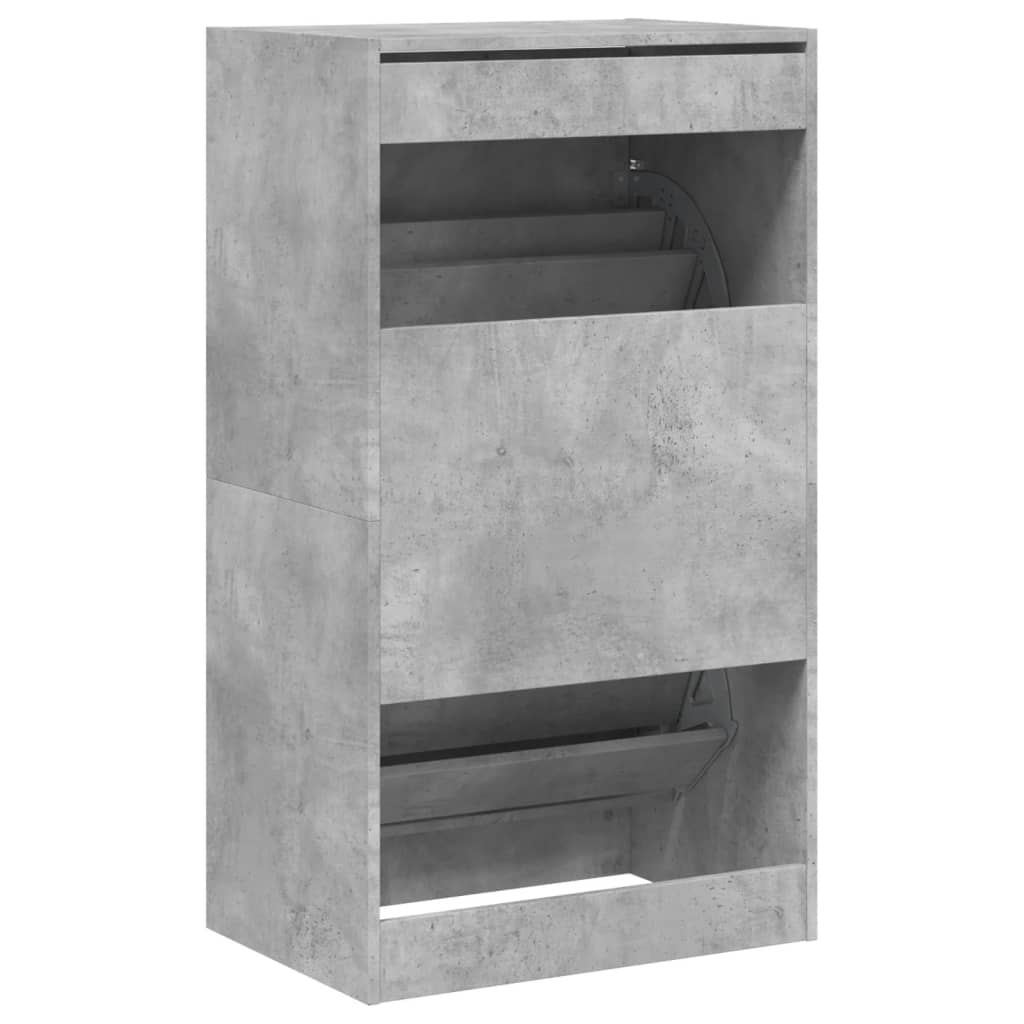 Scarpiera 2 Cassetti Ribaltabili Grigio Cemento 60x42x108 cm 3214388