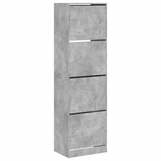 Scarpiera 4 Cassetti Ribaltabili Grigio Cemento 60x42x204 cm 3214395