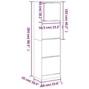 Scarpiera 4 Cassetti Ribaltabili Grigio Cemento 60x42x204 cm 3214395