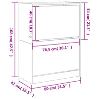 Scarpiera con 2 Cassetti Ribaltabili Nera 80x42x108 cm 3214400