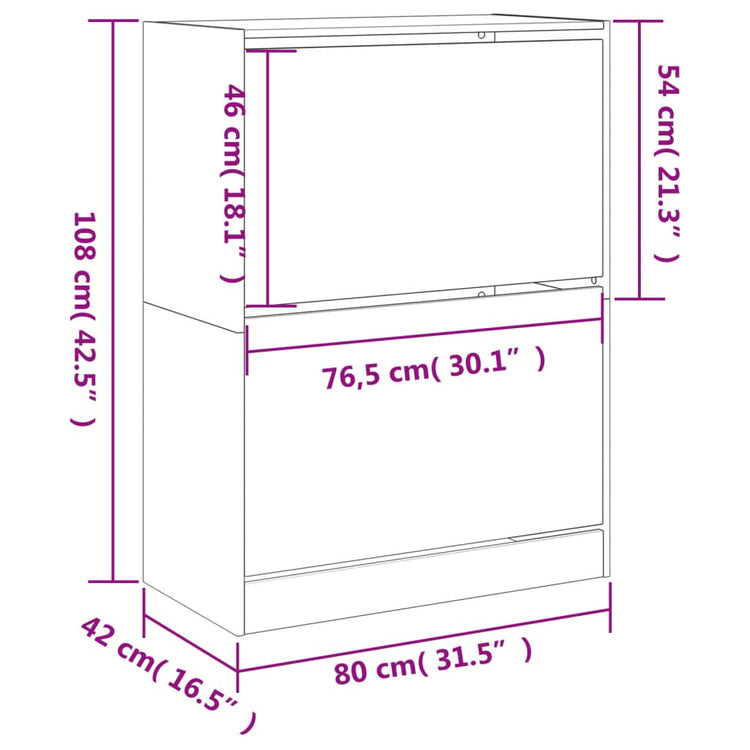 Scarpiera con 2 Cassetti Ribaltabili Nera 80x42x108 cm 3214400