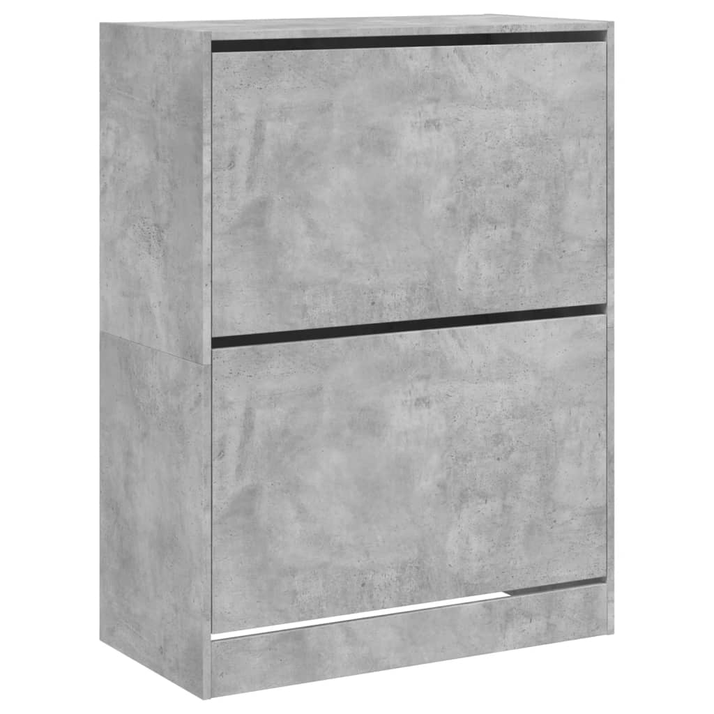 Scarpiera 2 Cassetti Ribaltabili Grigio Cemento 80x42x108 cm 3214402