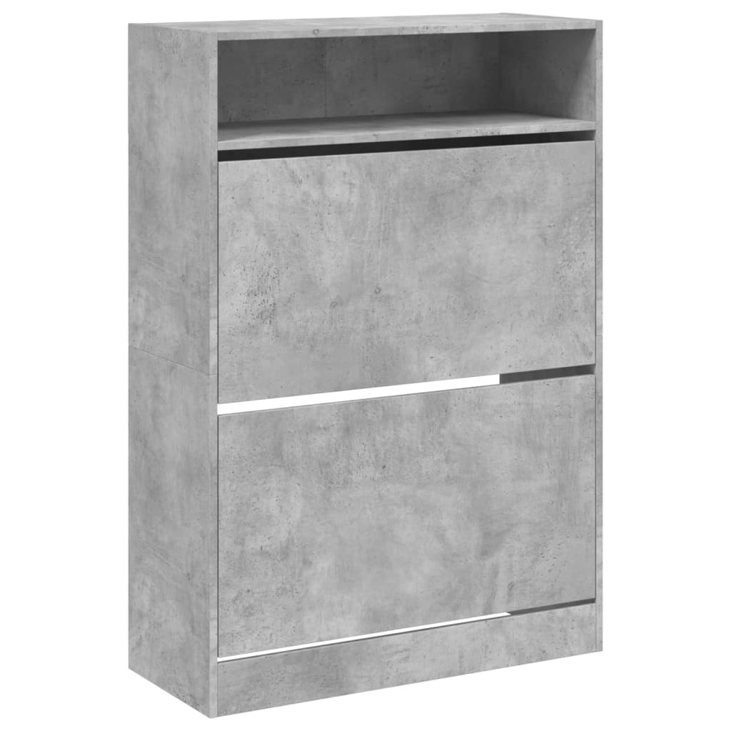 Scarpiera 2 Cassetti Ribaltabili Grigio Cemento 80x34x116 cm 3214409