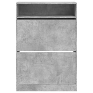 Scarpiera 2 Cassetti Ribaltabili Grigio Cemento 80x34x116 cm 3214409