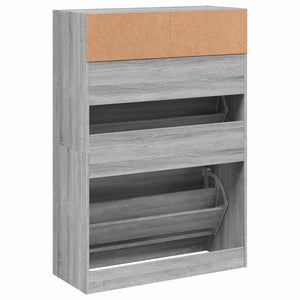 Scarpiera 2 Cassetti Ribaltabili Grigio Sonoma 80x34x116 cm 3214411