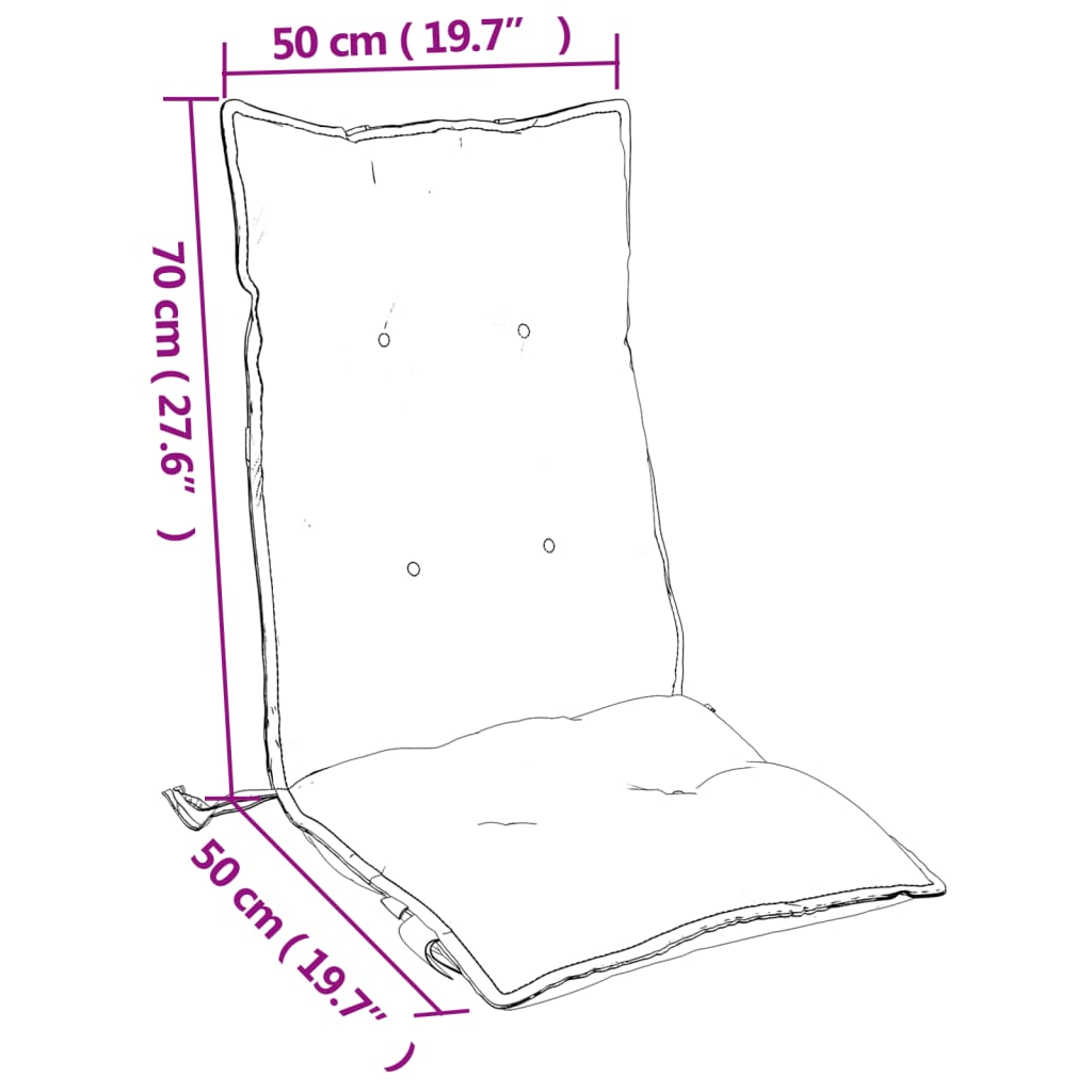 Cuscini per Sedia con Schienale Alto 2 pz Crema Tessuto Oxford 377608