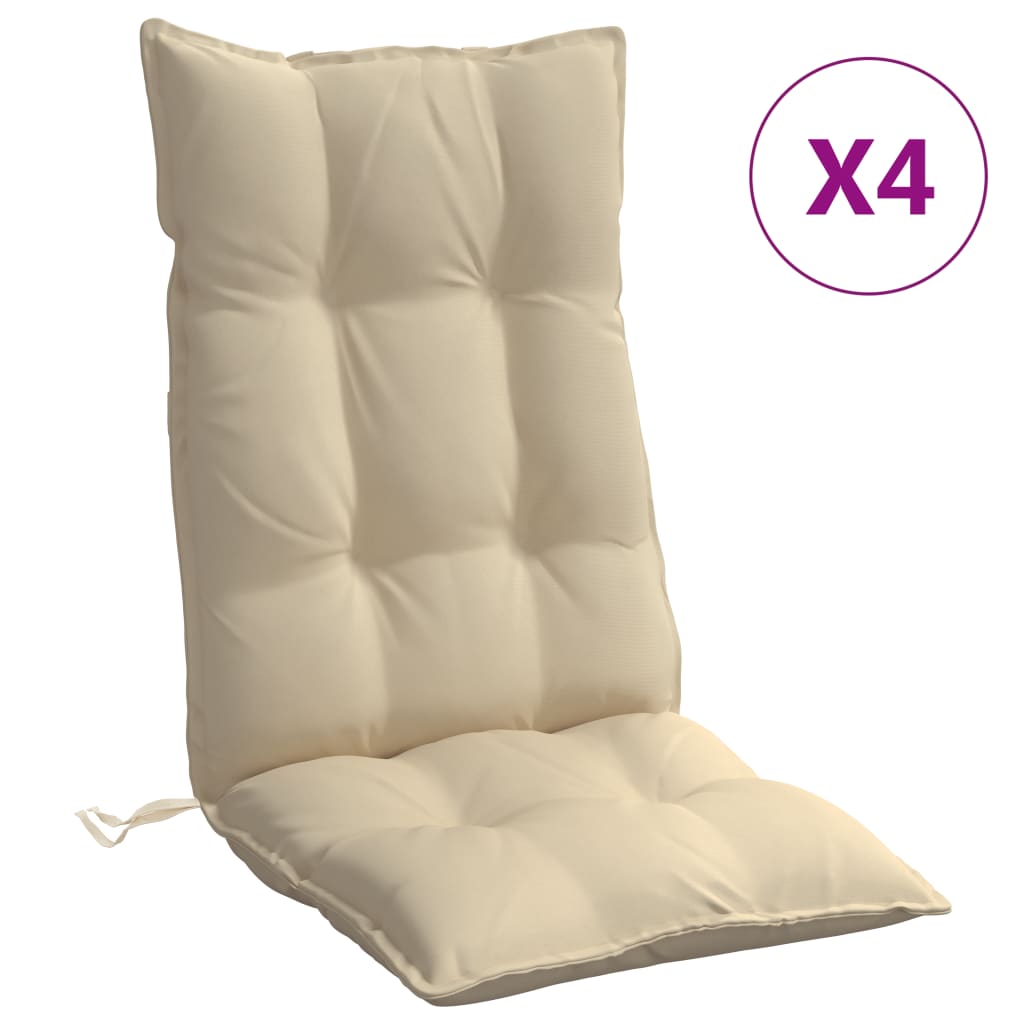 Cuscini per Sedia con Schienale Alto 4 pz Beige Tessuto Oxfordcod mxl 114663