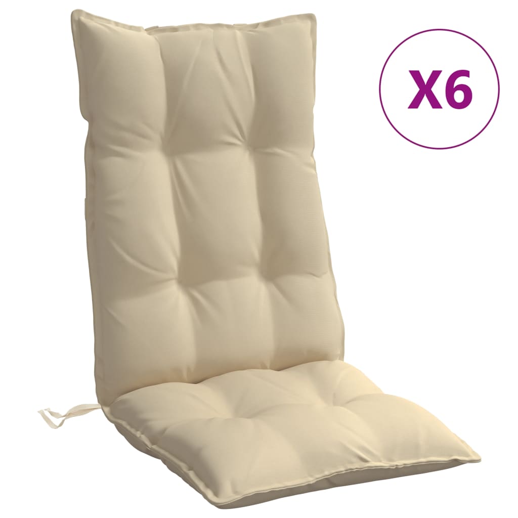 Cuscini per Sedia con Schienale Alto 6 pz Beige Tessuto Oxfordcod mxl 90685