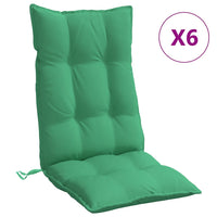 Cuscini per Sedia con Schienale Alto 6 pz Verde Tessuto Oxford 377619