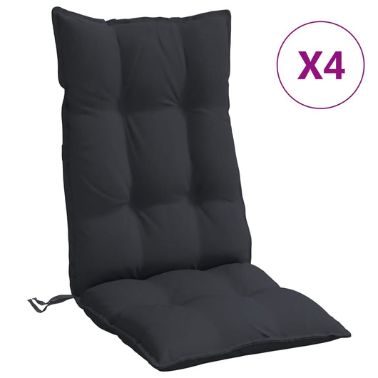 Cuscini per Sedia con Schienale Alto 4pz Nero in Tessuto Oxfordcod mxl 90688