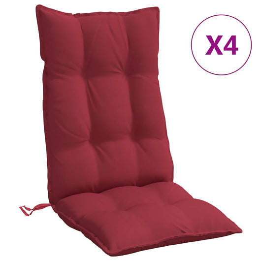 Cuscini Sedia con Schienale Alto 4 pz Rosso Vino Tessuto Oxfordcod mxl 90691