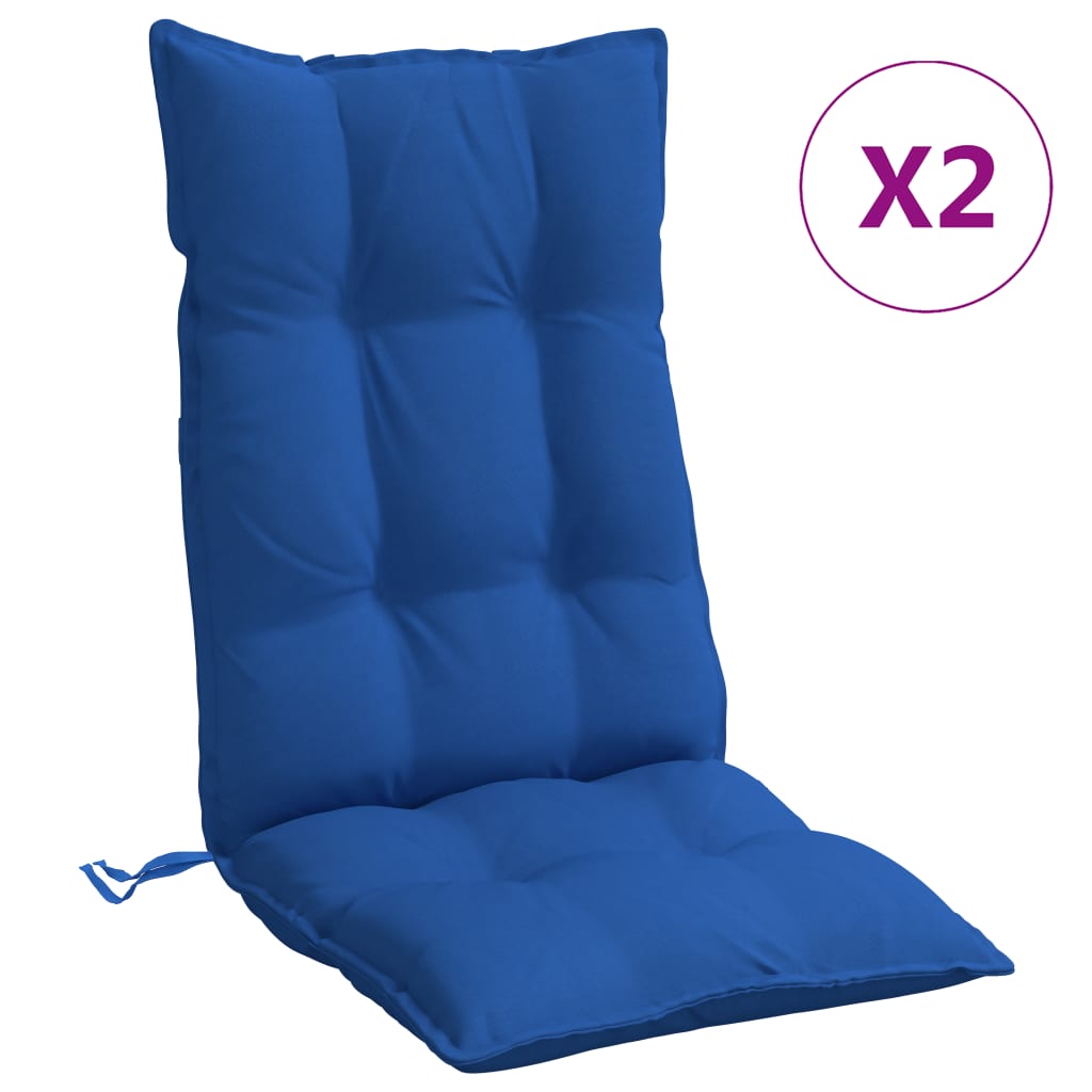 Cuscini Sedia con Schienale Alto 2 pz Blu Reale Tessuto Oxfordcod mxl 90696