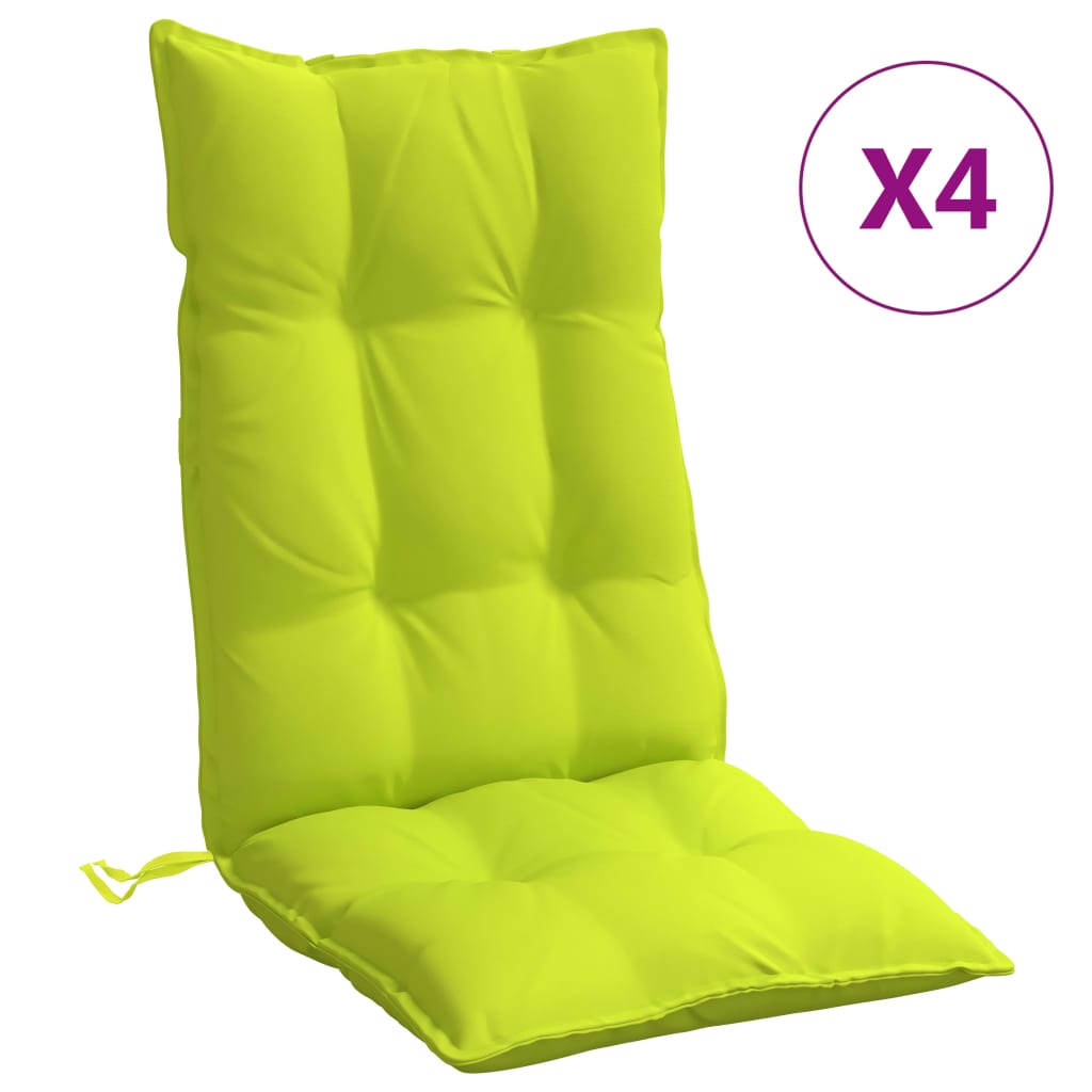 Cuscini Sedia Schienale Alto 4 pz Verde Chiaro Tessuto Oxford 377636