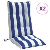 Cuscini Sedia Schienale Alto 2 pz Bianco e Blu Tessuto Oxfordcod mxl 90690