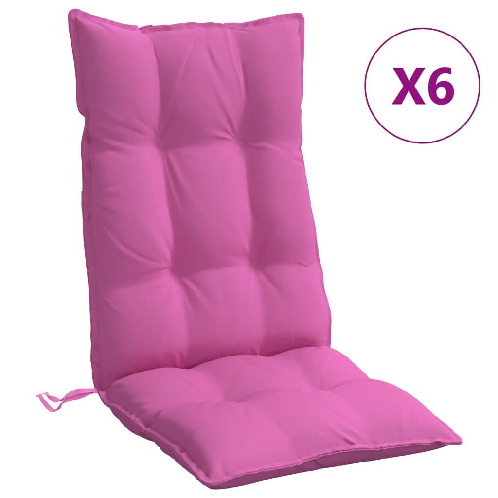 Cuscini per Sedia con Schienale Alto 6pz Rosa in Tessuto Oxfordcod mxl 90689