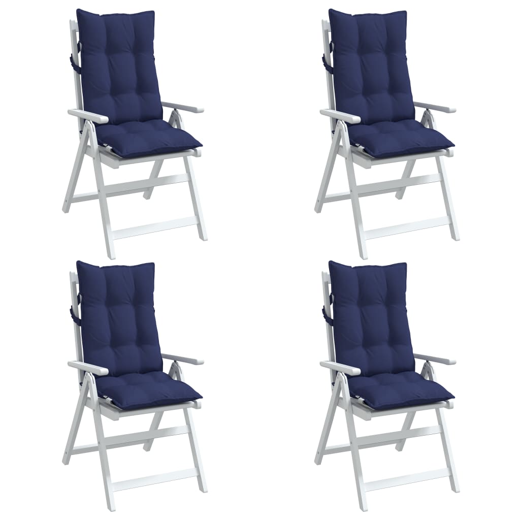 Cuscini Sedia con Schienale Alto 4 pz Blu Marino Tessuto Oxford 377669