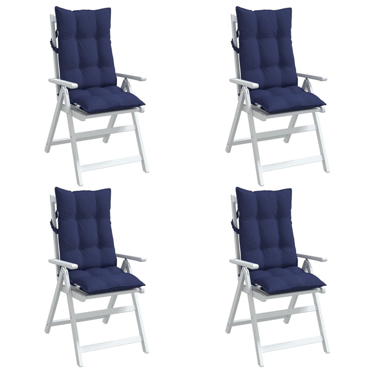 Cuscini Sedia con Schienale Alto 4 pz Blu Marino Tessuto Oxford 377669