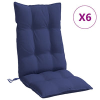 Cuscini Sedia con Schienale Alto 6 pz Blu Marino Tessuto Oxfordcod mxl 90731