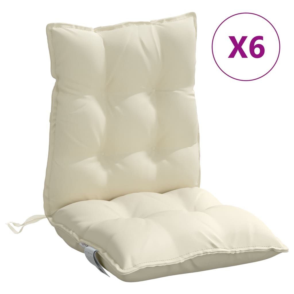 Cuscini per Sedia Schienale Basso 6 pz Crema in Tessuto Oxfordcod mxl 90923