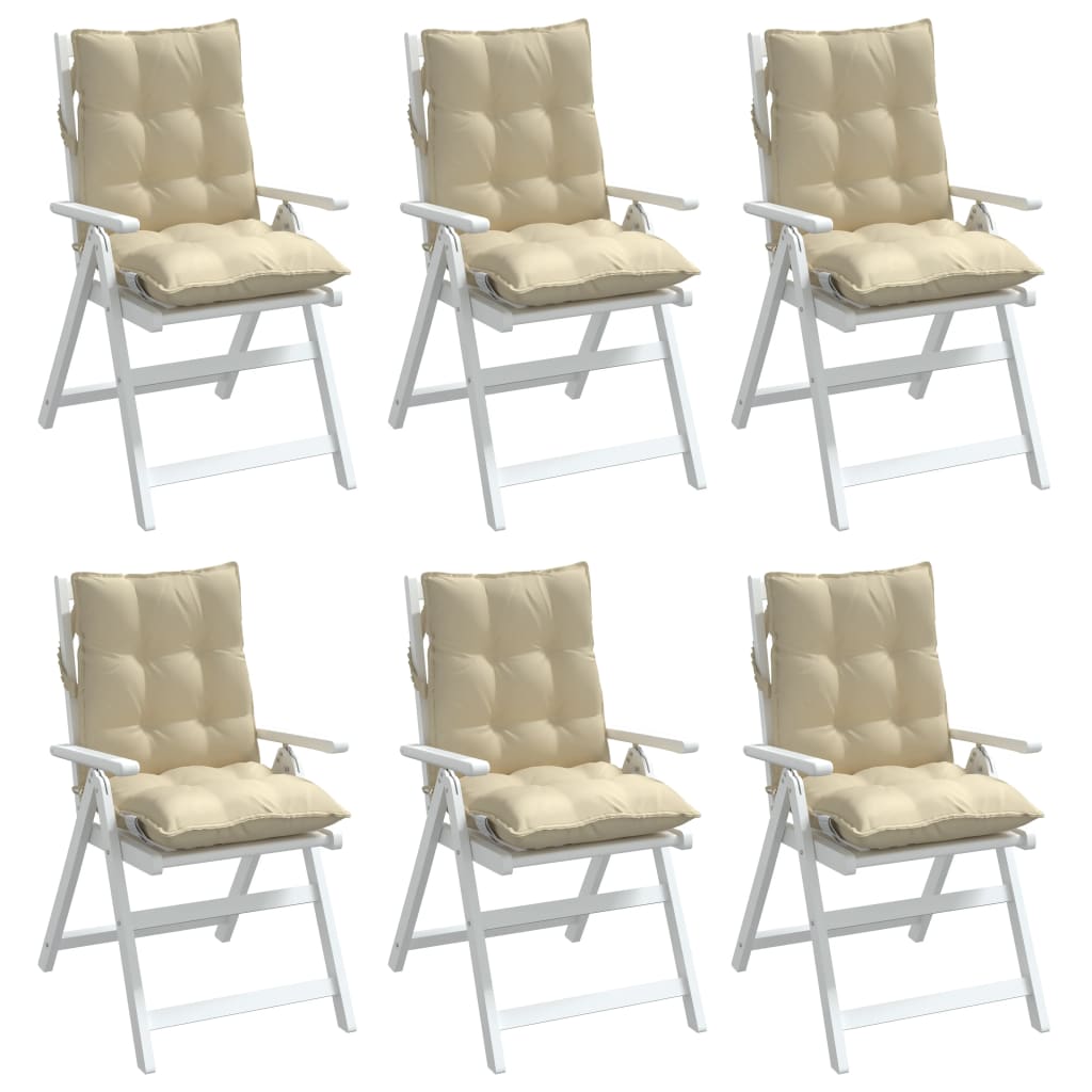 Cuscini per Sedia Schienale Basso 6 pz Beige in Tessuto Oxford 377682