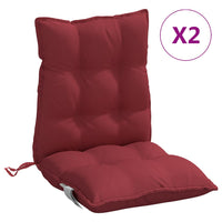 Cuscini per Sedia Schienale Basso 2pz Rosso Vino Tessuto Oxford 377698