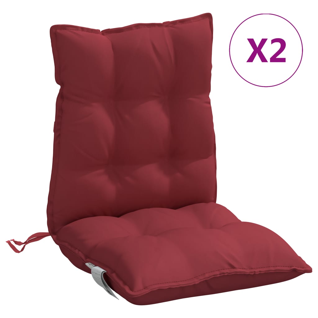 Cuscini per Sedia Schienale Basso 2pz Rosso Vino Tessuto Oxfordcod mxl 90928