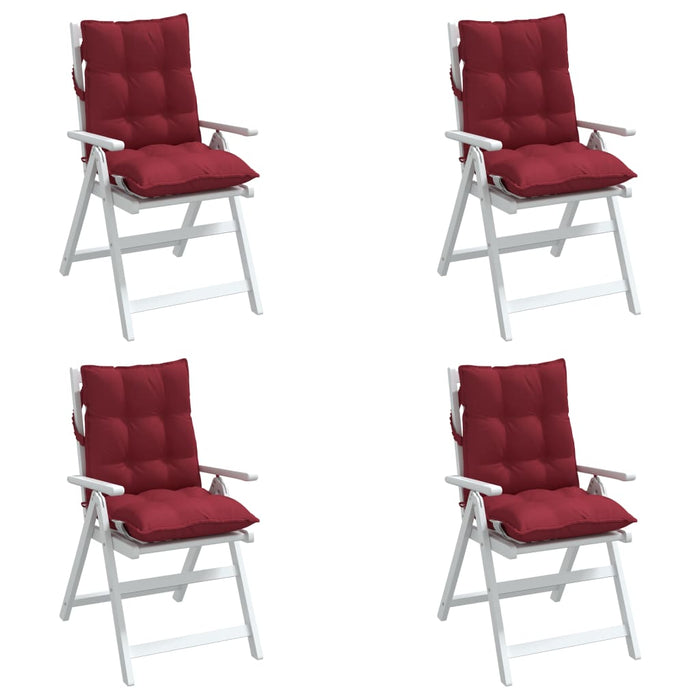 Cuscini per Sedia Schienale Basso 4pz Rosso Vino Tessuto Oxford 377699