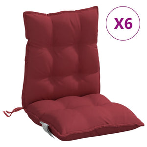 Cuscini per Sedia Schienale Basso 6pz Rosso Vino Tessuto Oxford 377700