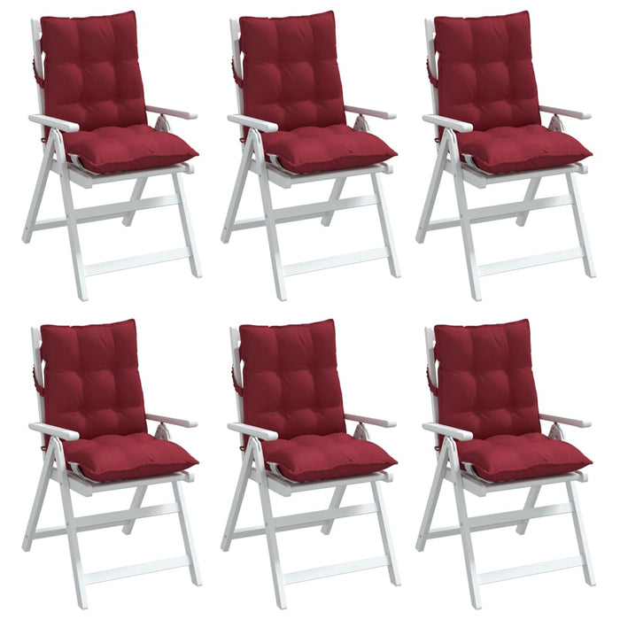 Cuscini per Sedia Schienale Basso 6pz Rosso Vino Tessuto Oxford 377700