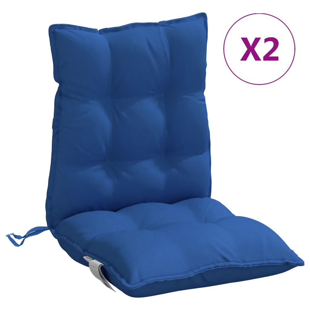 Cuscini Sedia con Schienale Basso 2 pz Blu Reale Tessuto Oxfordcod mxl 114908