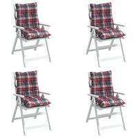 Cuscini Sedia Schienale Basso 4 pz Quadri Rosso Tessuto Oxford 377711