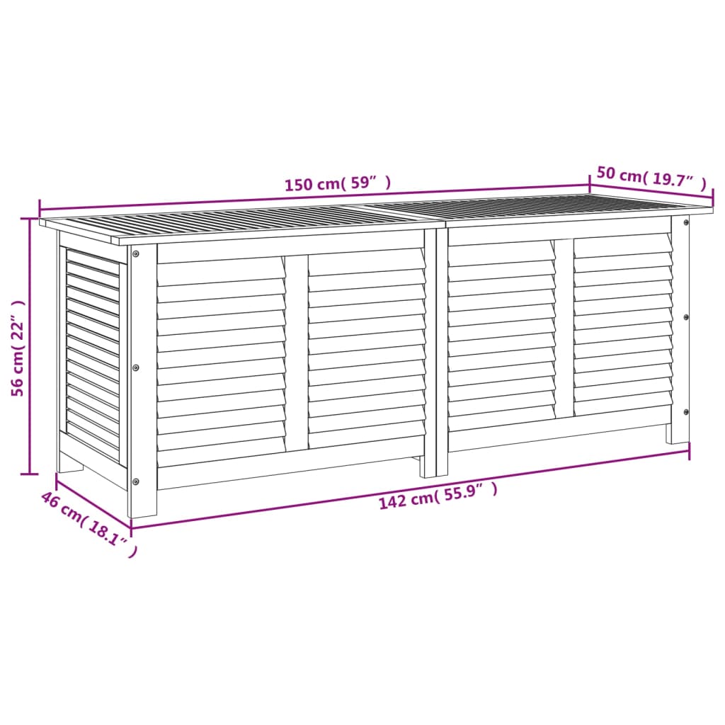 Contenitore Giardino con Feritoia 150x50x56cm Massello Acacia 365842