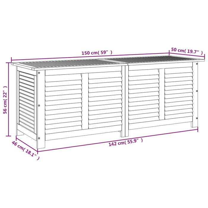 Contenitore Giardino con Feritoia 150x50x56cm Massello Acacia 365842