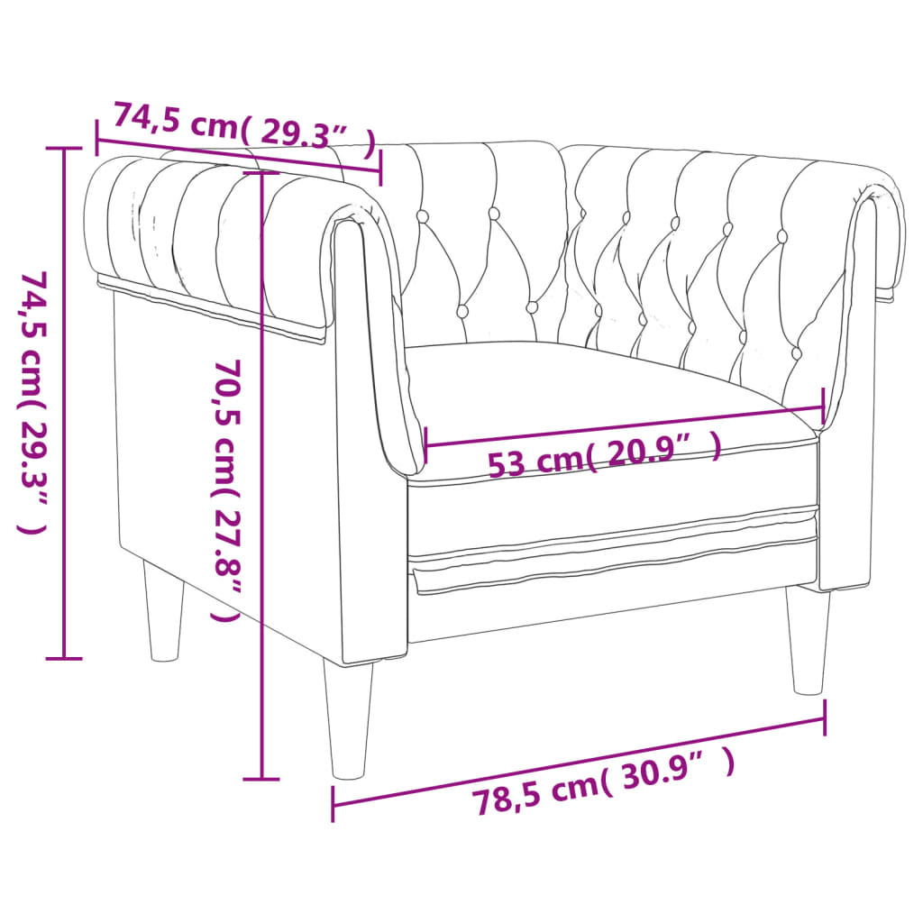 Poltrona Chesterfield Marrone Scuro in Tessuto 372541