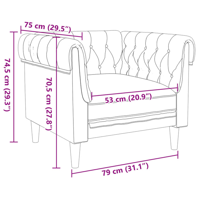 Poltrona Chesterfield Marrone in Tessuto 372546