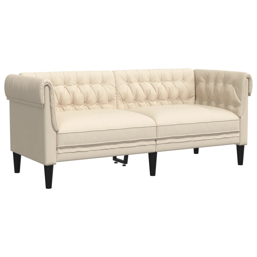 Divano Chesterfield a 2 Posti Crema in Tessuto 372554