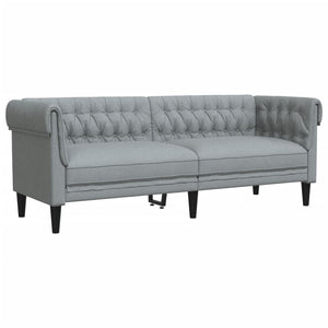 Divano Chesterfield a 3 Posti Grigio Chiaro in Tessuto 372556