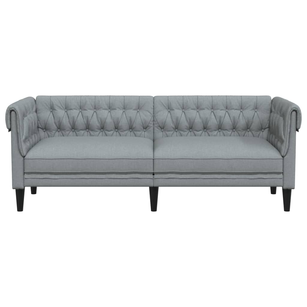 Divano Chesterfield a 3 Posti Grigio Chiaro in Tessuto 372556