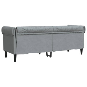 Divano Chesterfield a 3 Posti Grigio Chiaro in Tessuto 372556