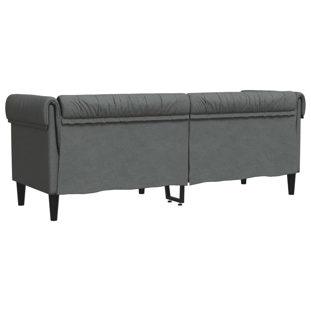 Divano Chesterfield a 3 Posti Grigio Scuro in Tessuto 372557