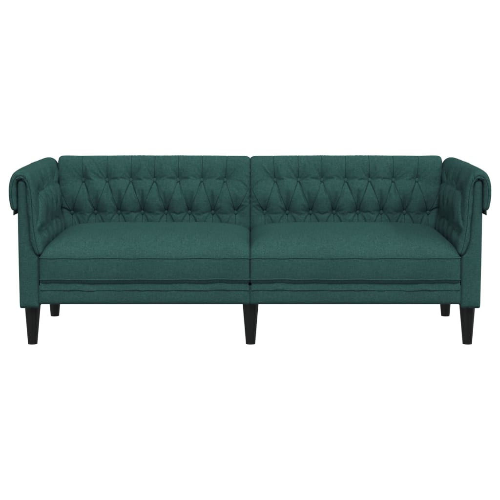 Divano Chesterfield a 3 Posti Verde Scuro in Tessuto 372560