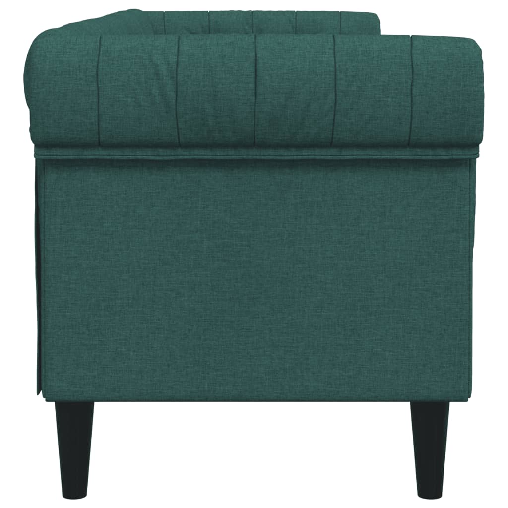 Divano Chesterfield a 3 Posti Verde Scuro in Tessuto 372560