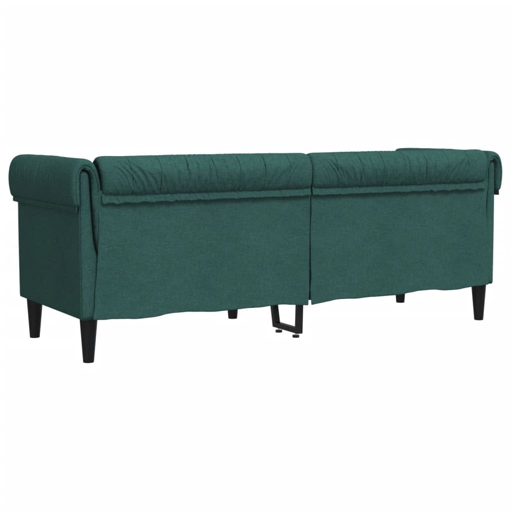 Divano Chesterfield a 3 Posti Verde Scuro in Tessuto 372560