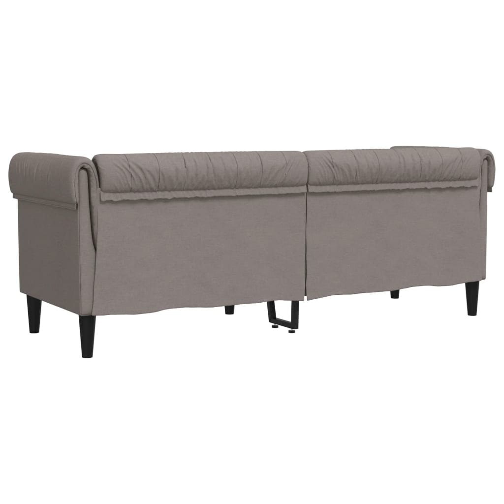 Divano Chesterfield a 3 Posti Tortora in Tessuto 372561