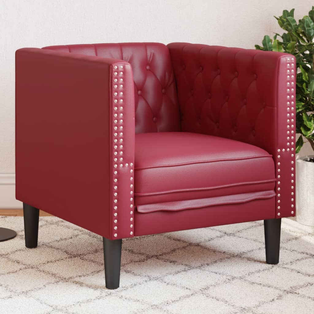 Poltrona Chesterfield Rosso Vino in Similpelle 372656