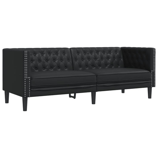 Divano Chesterfield a 3 Posti Nero in Similpelle 372666