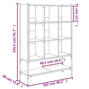 Libreria Rovere Fumo 102x30x141,5 cm in Legno Multistrato 3214331