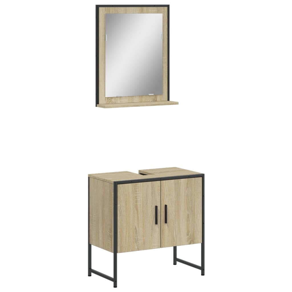 Set Mobili da Bagno 2 pz Rovere Sonoma in Legno Multistrato 3214335